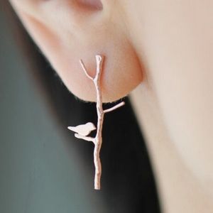 🐦 Gold Bird in Tree Branch Earrings 🐦